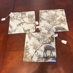 C&F Home Hemlock Trails Square Cotton Napkins Set Of 3 Deer Woodland Design Hand